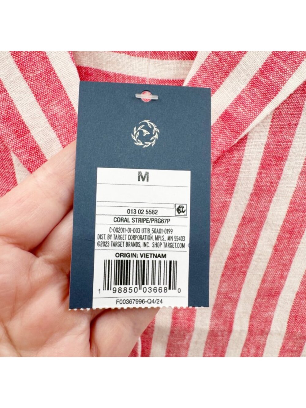 NEW Universal Thread Coral Striped Linen Blend Short Sleeve Button Down Size M - Picture 5 of 7